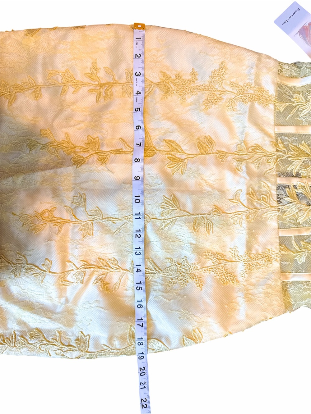 Yellow Lace Corset Mini Dress / Floral Embroidery Bodycon Dress - Picture 9 of 11